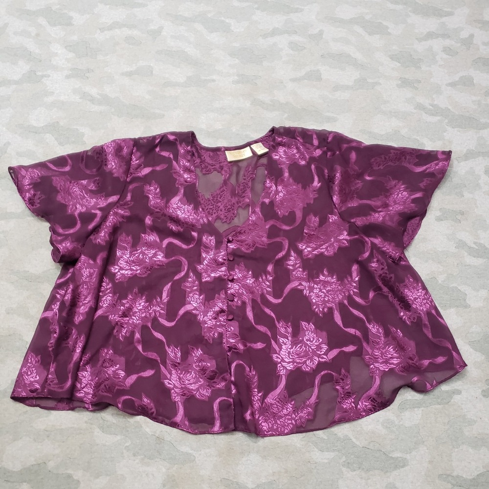 Victoria's‎ Secret Sleepwear Top Womens Large Purple Gold Label Whimsigoth